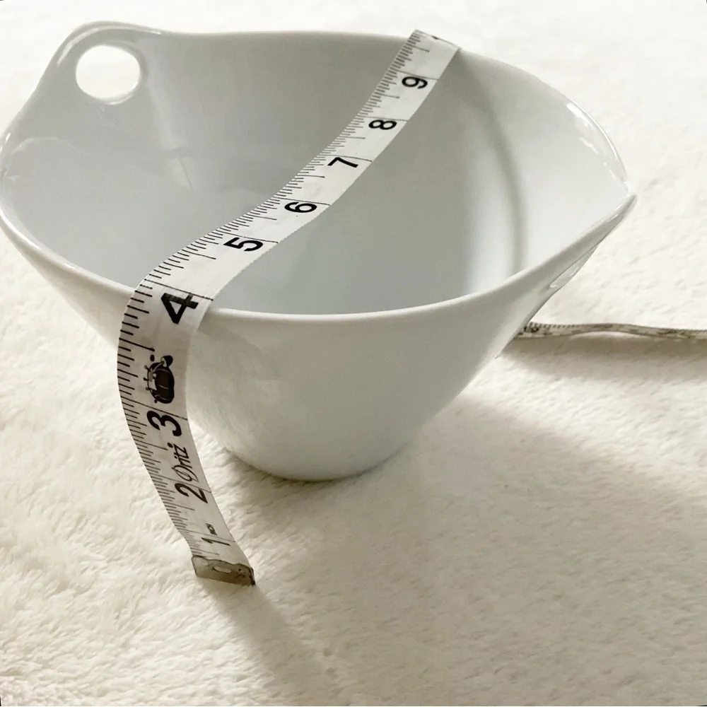 Crate & Barrel Kai White Porcelain Serving Bowl Modern Scandinavian Handles